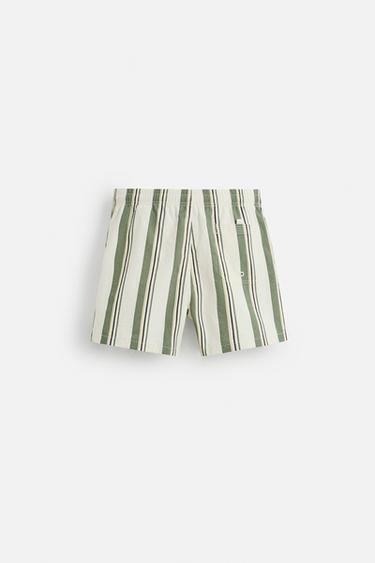 STRIPED MID-LENGTH SWIMMING TRUNKS - Ecru by Zara - Image 1