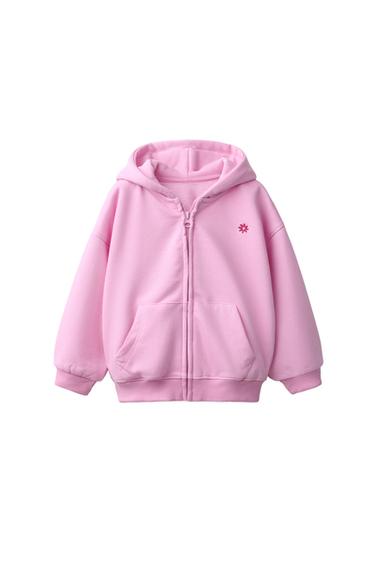 EMBROIDERED ZIP-UP HOODIE - Pink by Zara