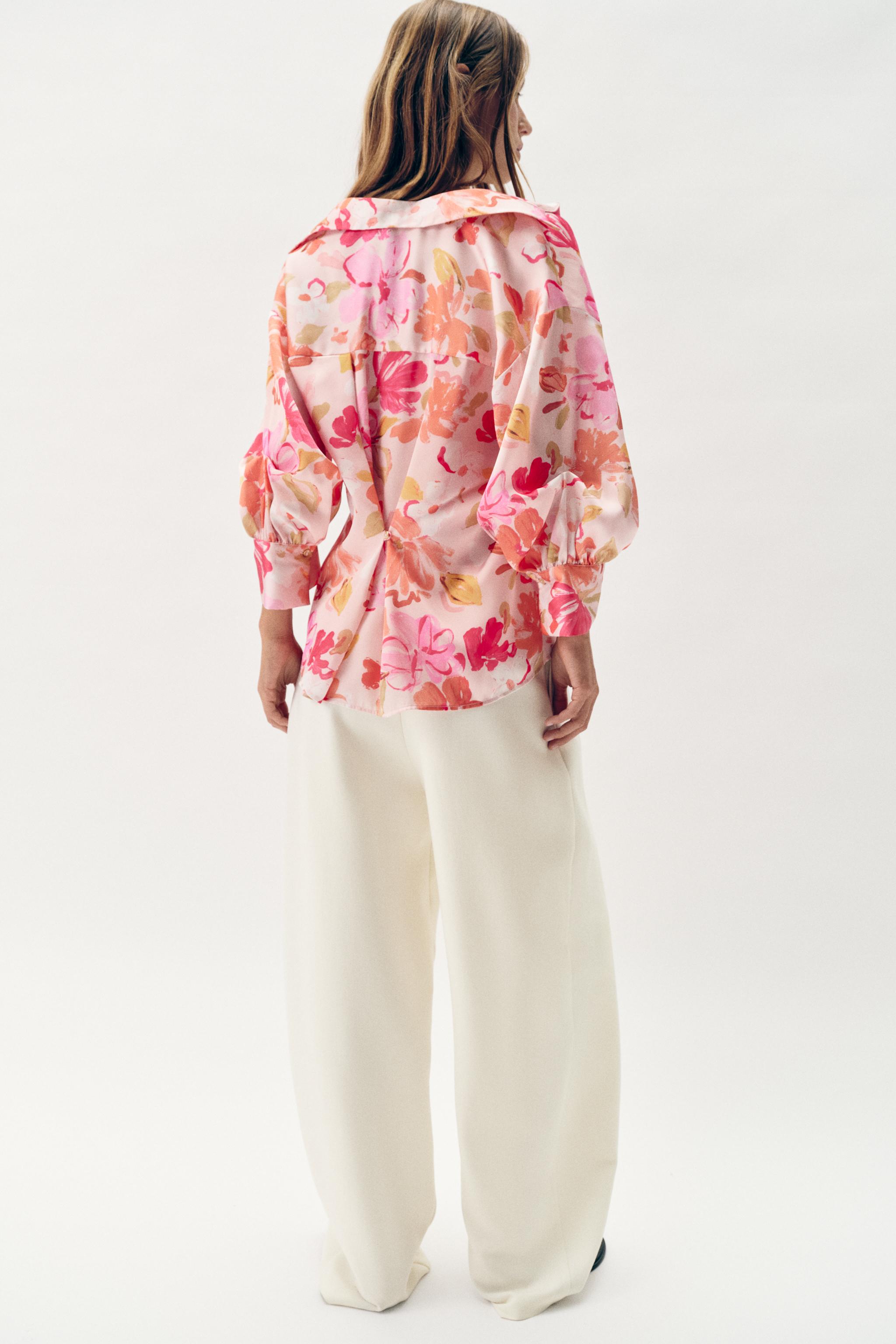 FLORAL PRINT SATIN EFFECT SHIRT