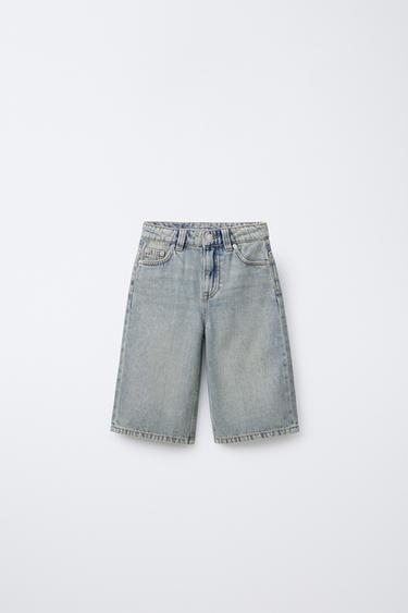 LANGE JEANS-BERMUDAS IN VERWASCHENER OPTIK - Blau / Grün von Zara