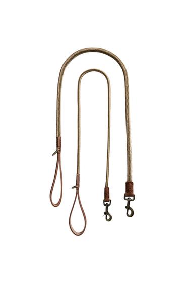 LEATHER AND ROPE DOG LEAD - Green by Zara