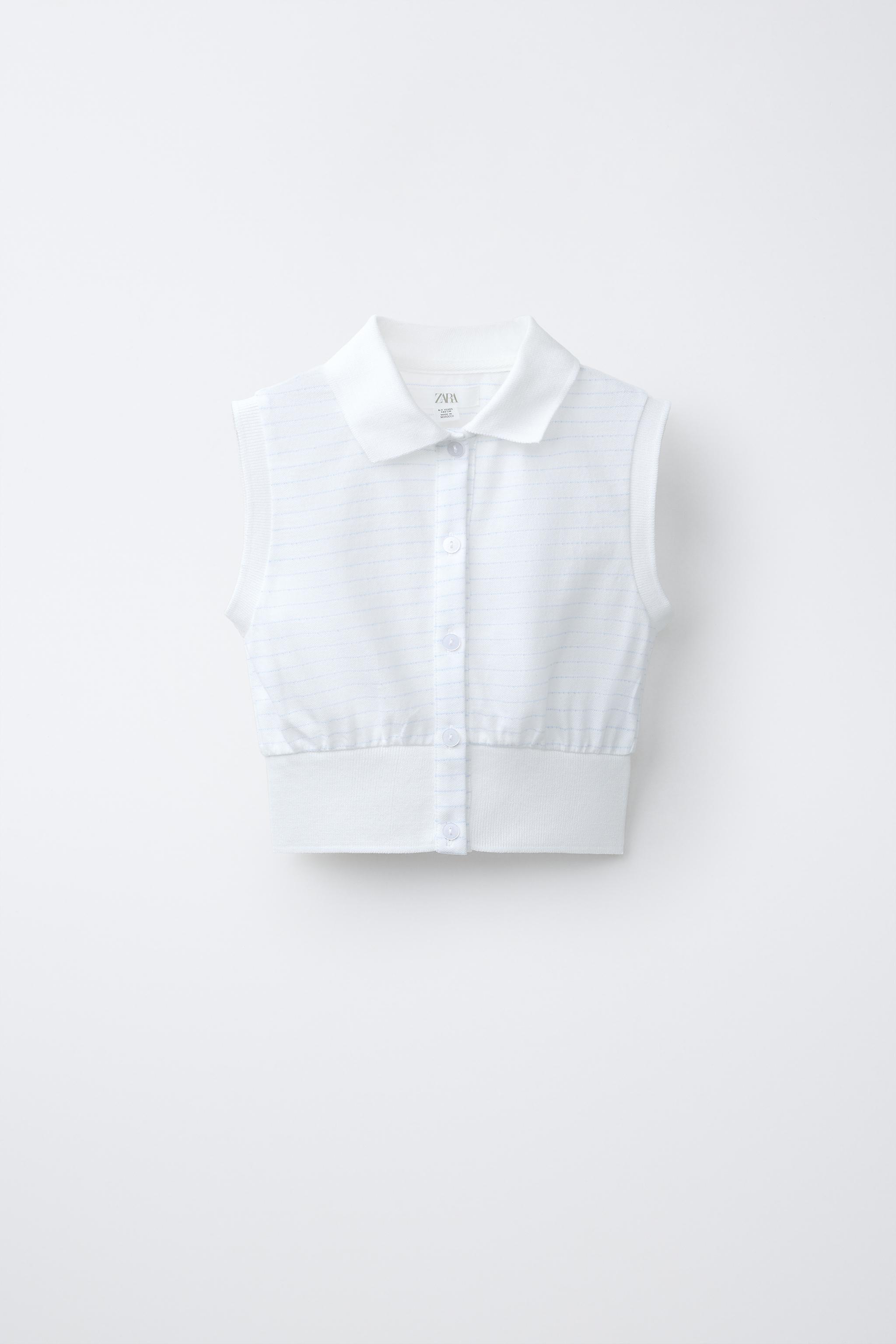ストライプ柄クロップドポロシャツ - ホワイト | ZARA Japan / 日本