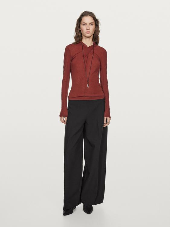 Lyocell and wool crossover top