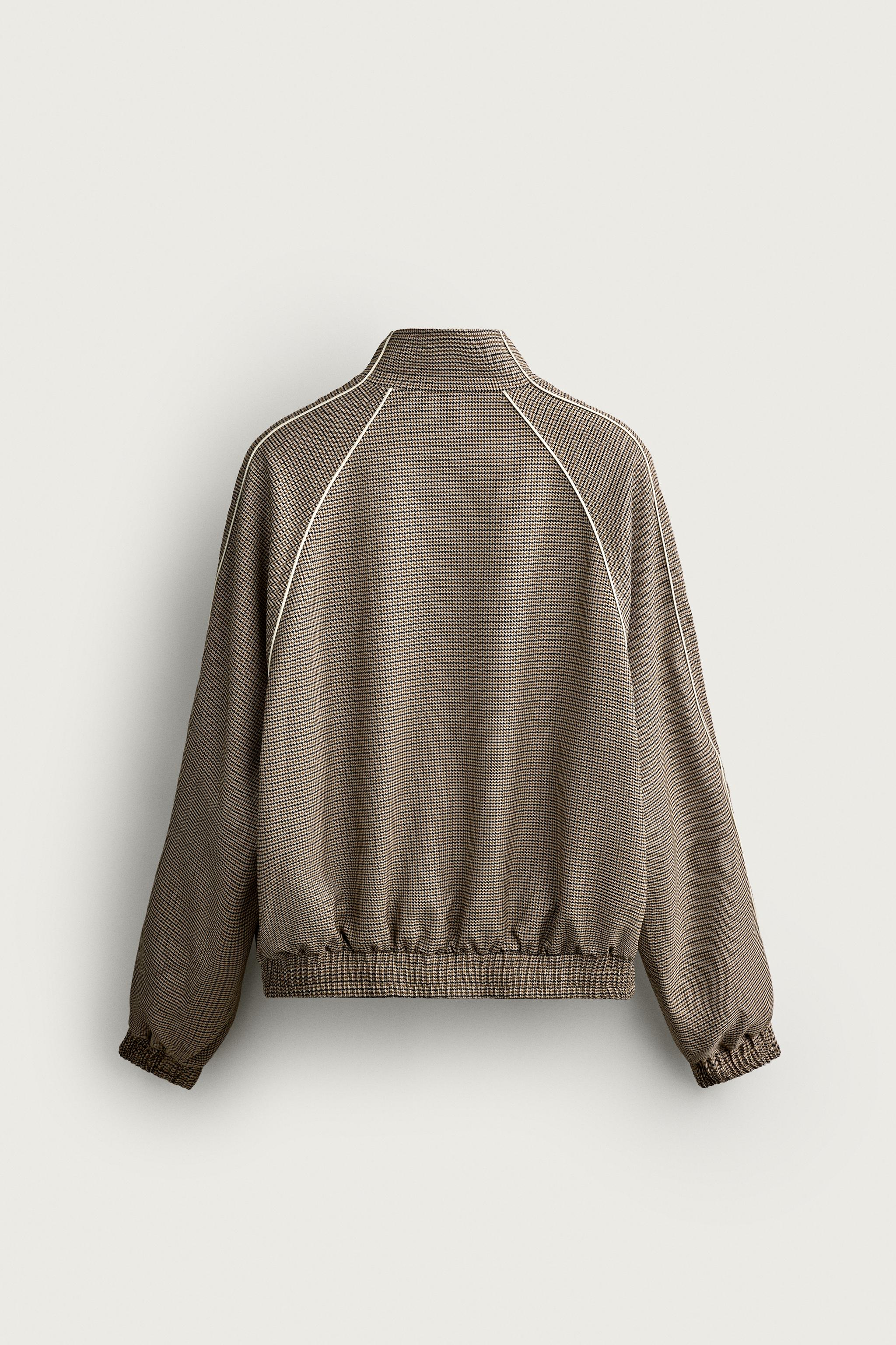RELAXED-FIT CONTRAST HOUNDSTOOTH JACKET