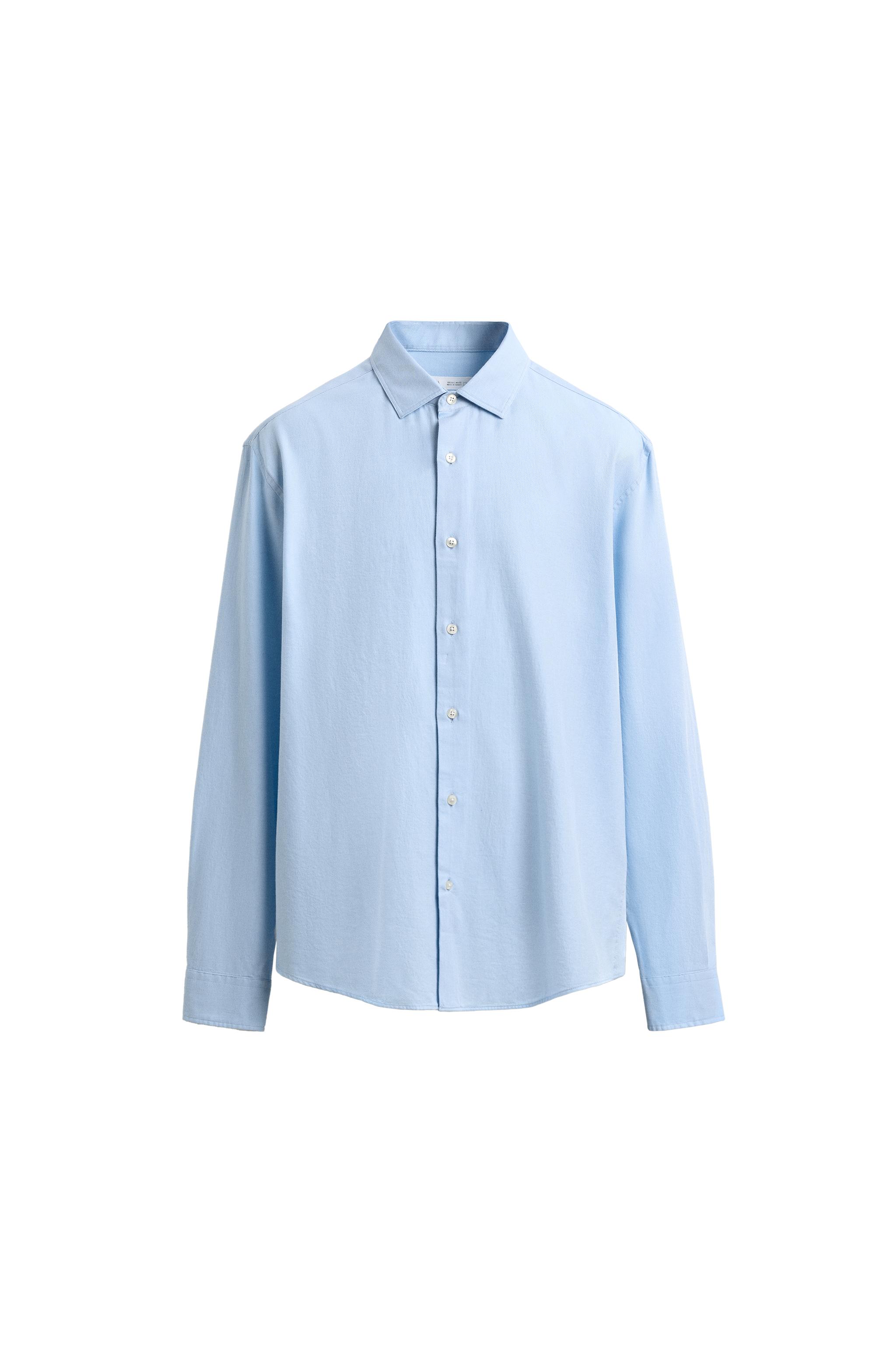 CAMISA COM ESTRUTURA TWILL - Azul-celeste | ZARA Brasil