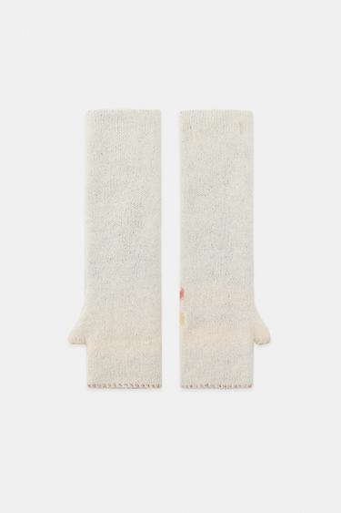 MITAINES IMPRIMÉES EN MAILLE - Écru de Zara - Image 4