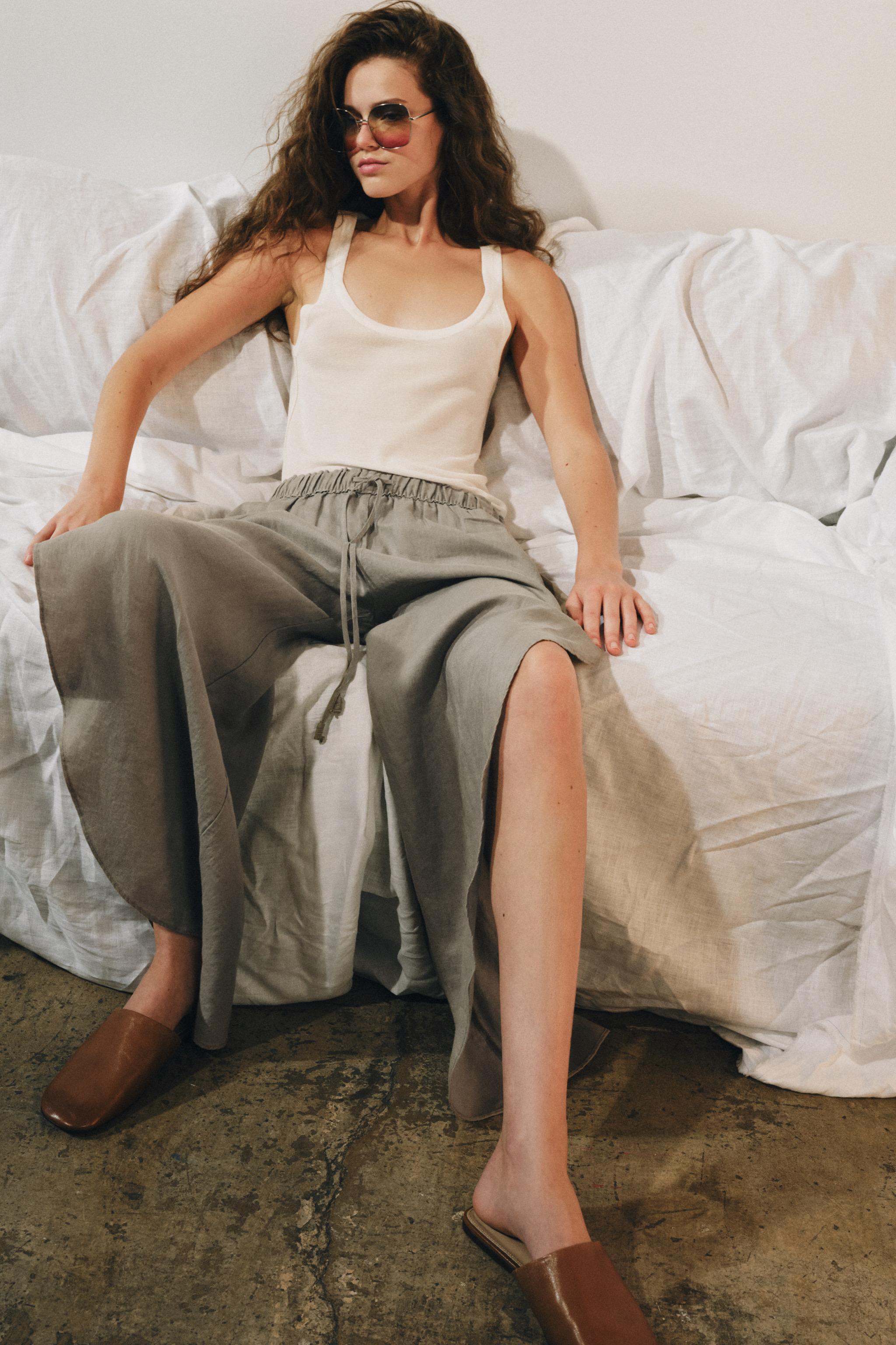ZW COLLECTION 100% LINEN VENTED PANTS
