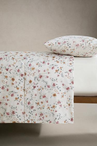 DRAP DE DESSUS PERCALE DE COTON FLORAL (200 FILS) - Blanc cassé de Zara - Image 2
