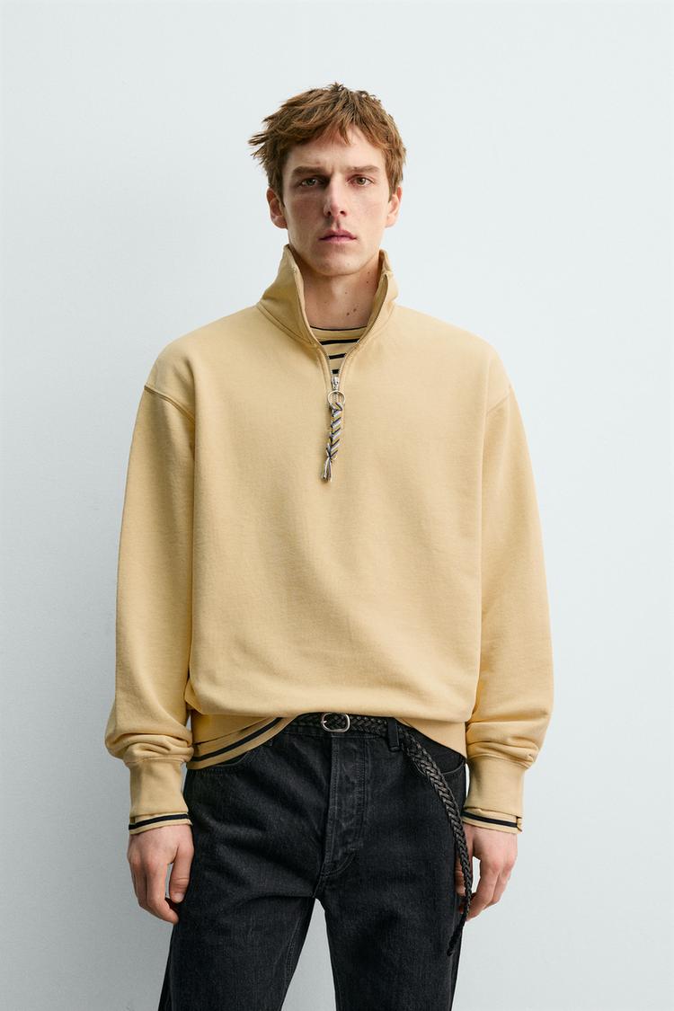ZARA AARON LEVINE X ZARA QUARTER-ZIP SWEATSHIRT WITH TAPE DETAIL