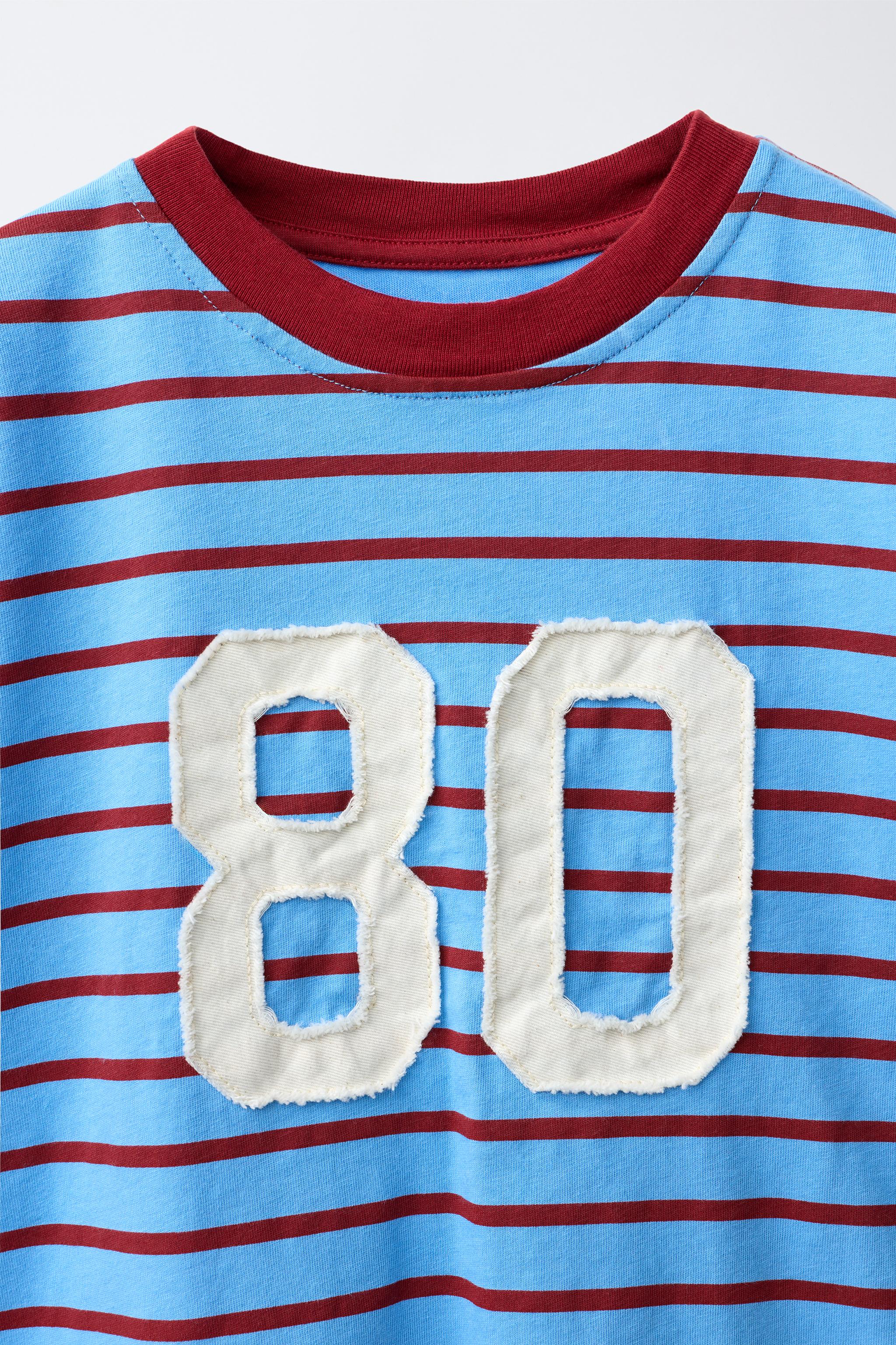 Детские футболки Zara STRIPED NUMBER PATCH T-SHIRT — фото 3