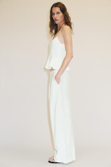 STRETCH PEPLUM TOP - Oyster-white by Zara