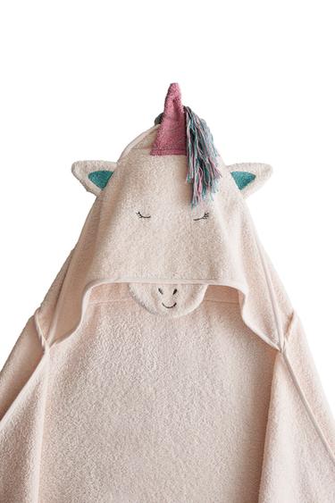 HOODED UNICORN BATH TOWEL - Pink by Zara