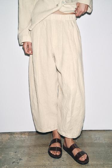 LINEN TROUSERS ZW COLLECTION - Light beige by Zara