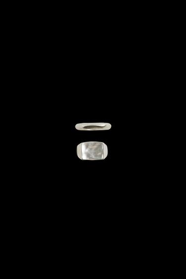 Zara COMBINED METAL RINGS 2-PACK - Silver - Image 0