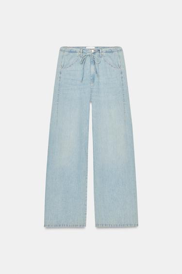 Zara TRF FLOWY DENIM JEANS - Light blue