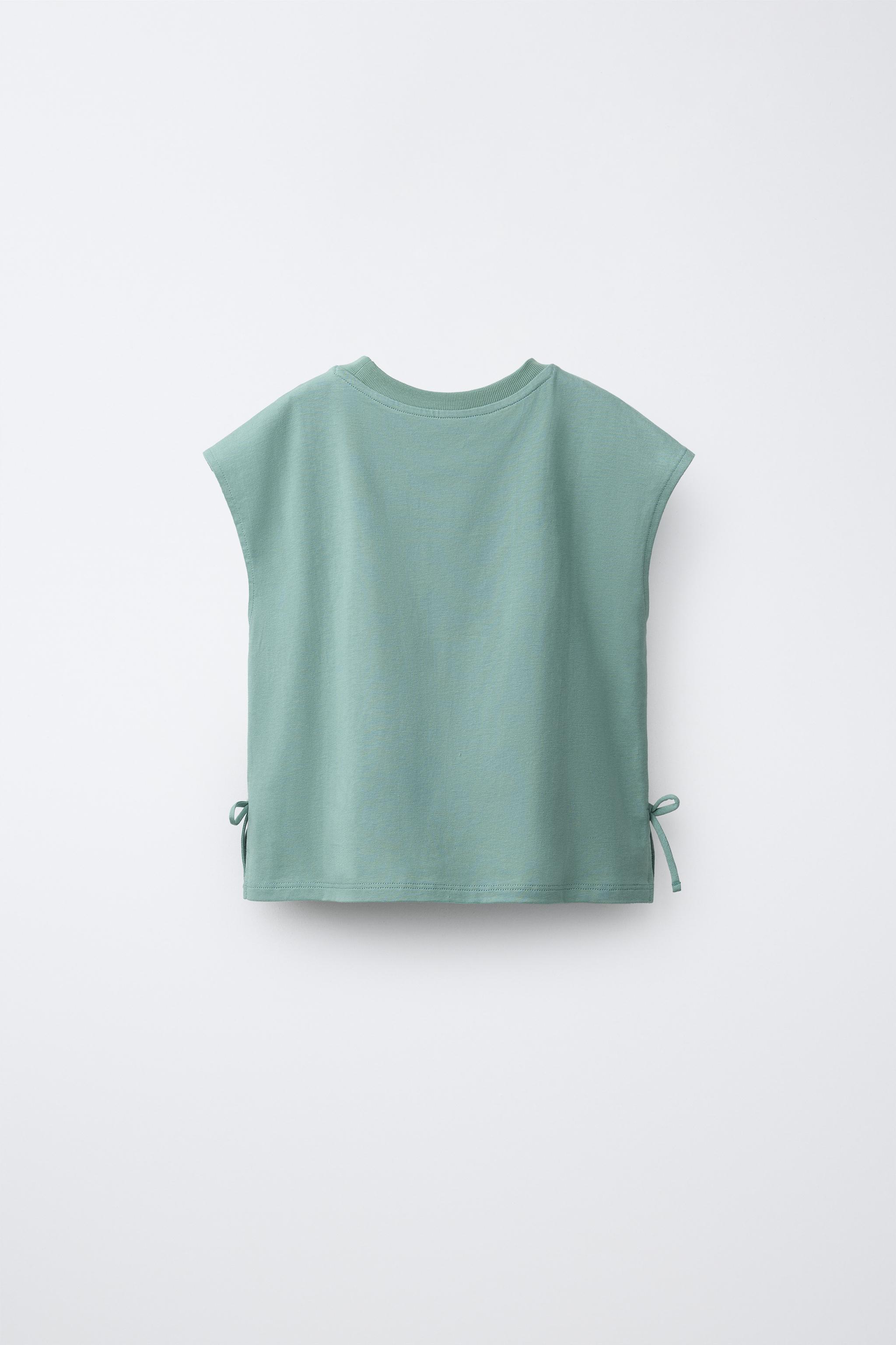 CROCHET DETAIL T-SHIRT — Mid-green (alternate view)