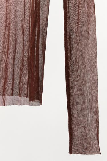 T-SHIRT EN SOIE 100 % - Marron de Zara - Image 6