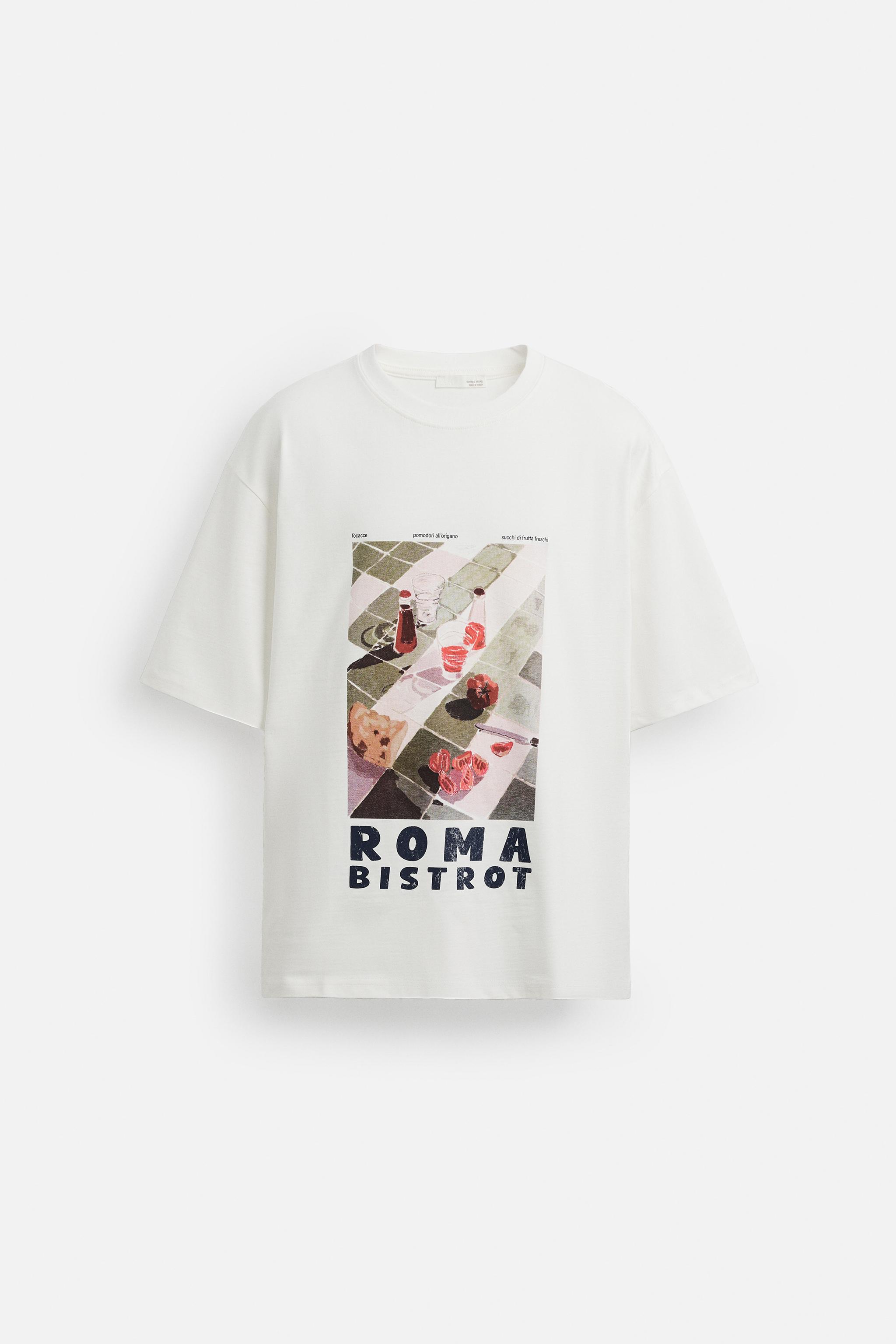 コントラストプリントTシャツ - ホワイト | ZARA Japan / 日本