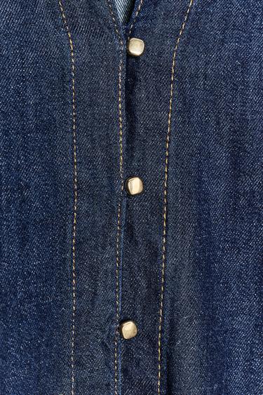 DENIM EFFECT BUTTON-UP SHIRT - Dark indigo by Zara - Image 6