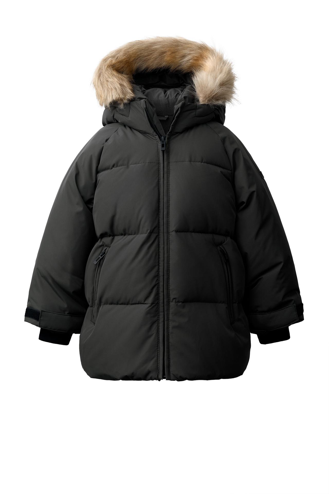 50% FEATHER AND 50% DOWN WATER-REPELLENT AND WINDPROOF DOWN JACKET WITH HOODIE AND FAUX FUR