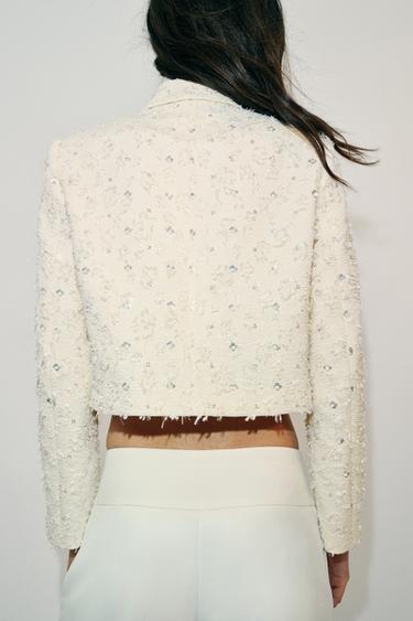 VESTE COURTE EFFRANGÉE À FANTAISIE - Écru de Zara - Image 5