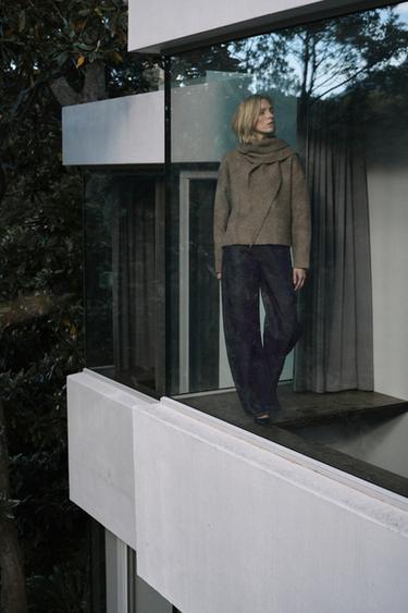 Zara 方巾針織衫 - 斑紋貂色