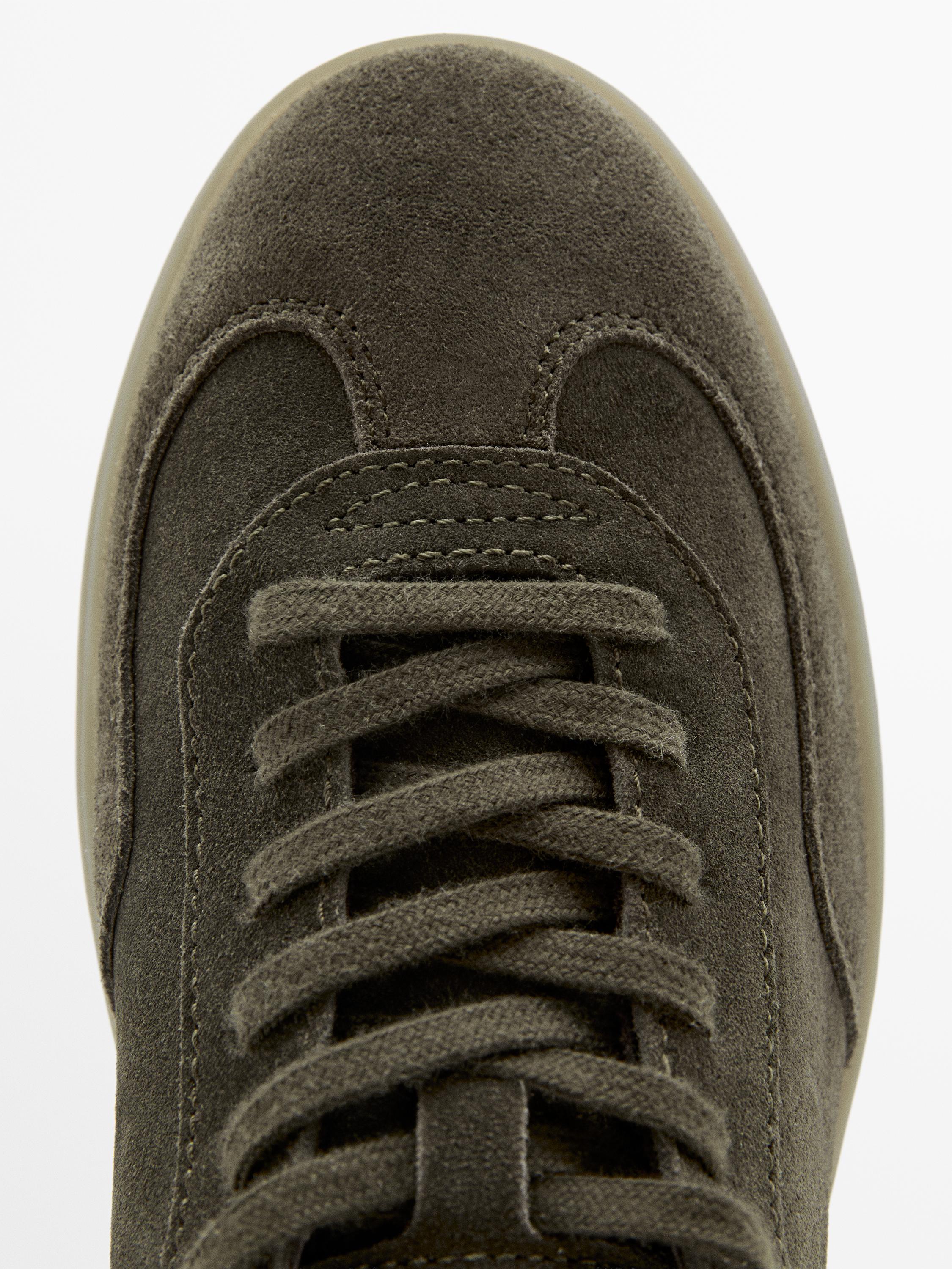 Split suede leather trainers