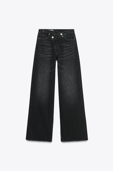 HIGH-WAIST WIDE-LEG TRF JEANS - Black by Zara
