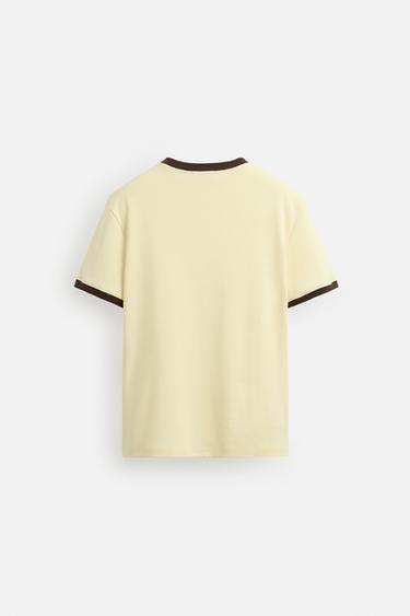 T-SHIRT RIB CONTRASTE INSCRIPTION - Jaune pastel de Zara - Image 7