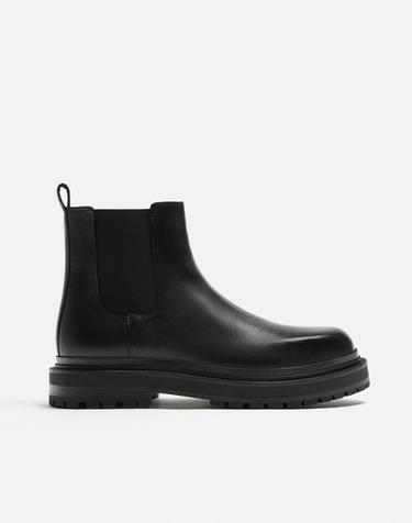 CHUNKY LEATHER CHELSEA BOOTS - Black by Zara