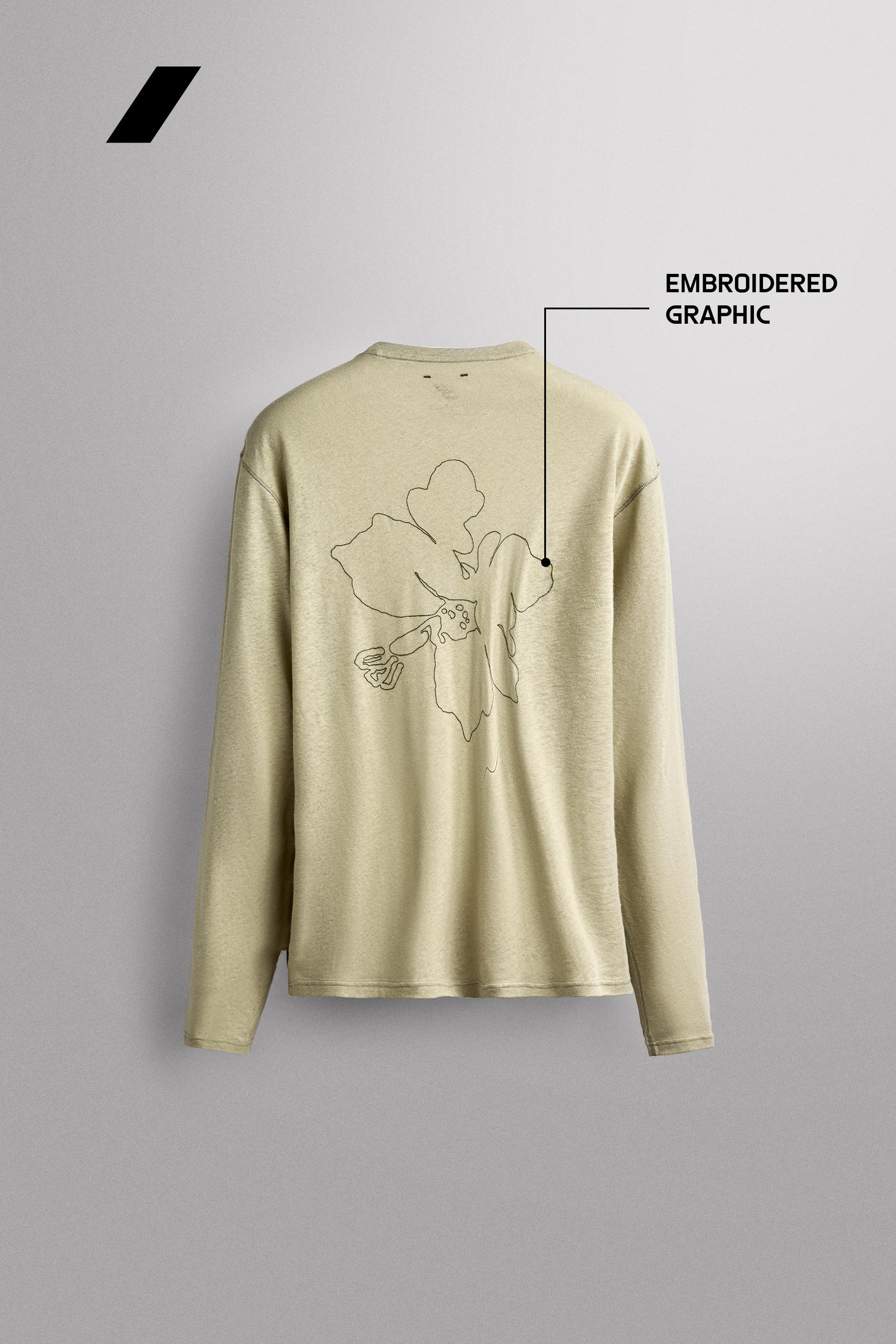 Мужские футболки Zara LIGHTWEIGHT LINEN COTTON BLEND T-SHIRT — фото 7
