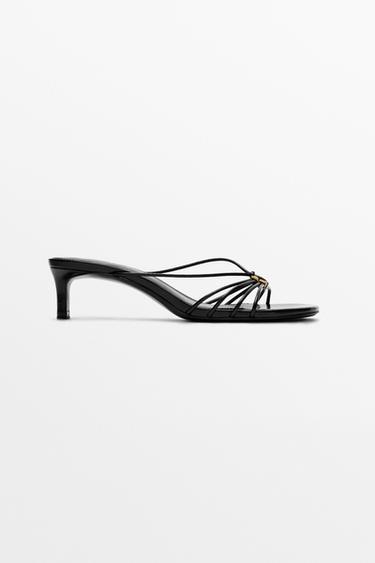 Zara Strappy heeled sandals with embellished detail - Black