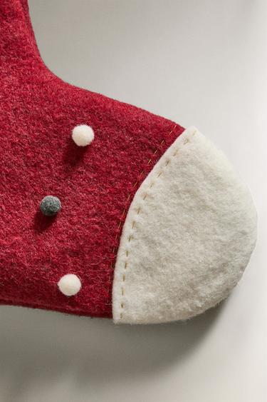 FELT CHRISTMAS STOCKING DECORATION - Red by Zara - Image 3