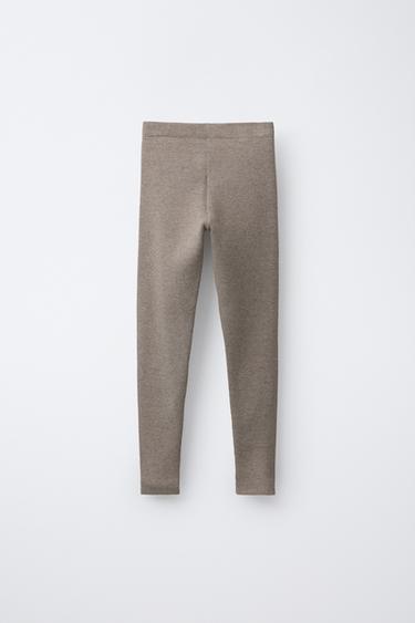 LEGGING EN MAILLE CÔTELÉE - Marron clair de Zara - Image 1