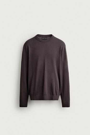 REGULAR FIT COTTON-CASHMERE JUMPER - brown vigore by Zara