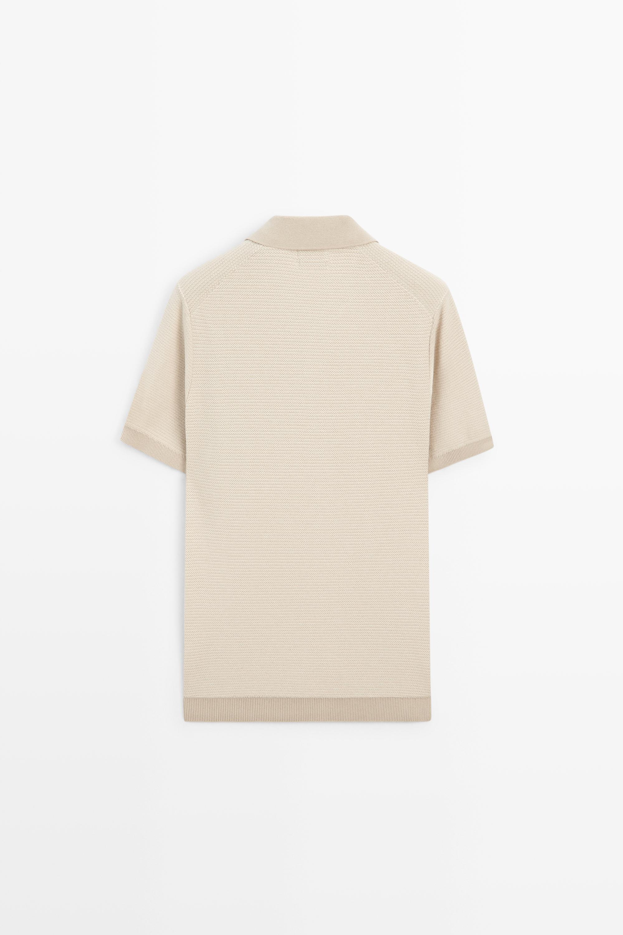 100% cotton contrast knit polo sweater