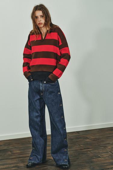 STRIPED KNIT POLO JUMPER - striped by Zara
