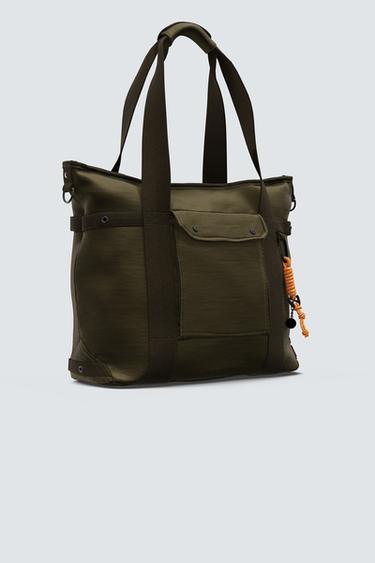 حقيبة تسوق من النايلون - أخضر كاكي by Zara - Image 0