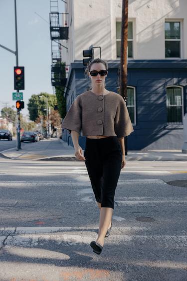 SHORT KNIT CARDIGAN - Brown / Taupe by Zara