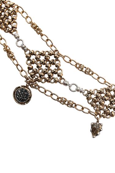 Zara RHOMBUS MEDALLION METAL BELT - Gold / Silver