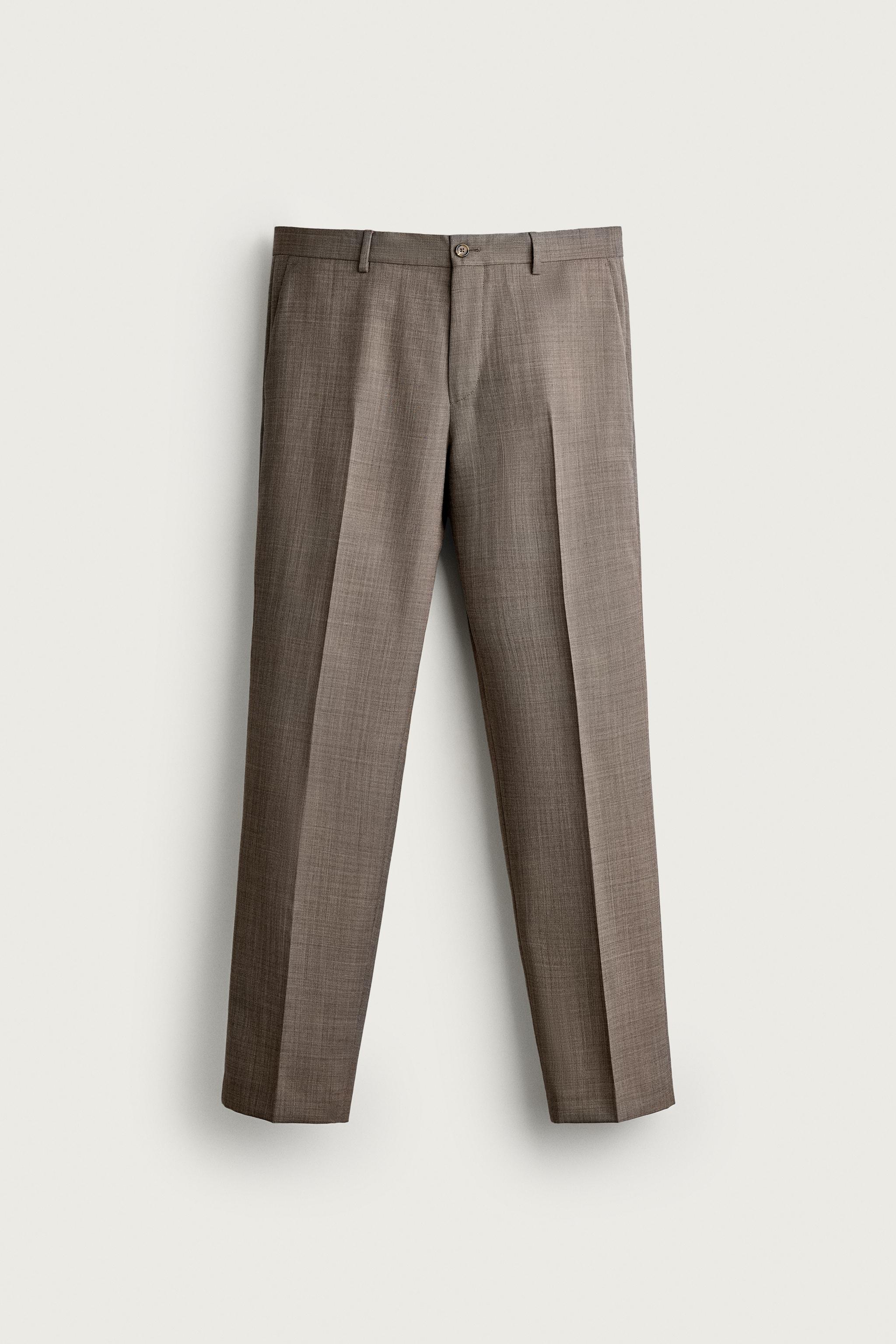 TEXTURED WOOL SUIT PANTS