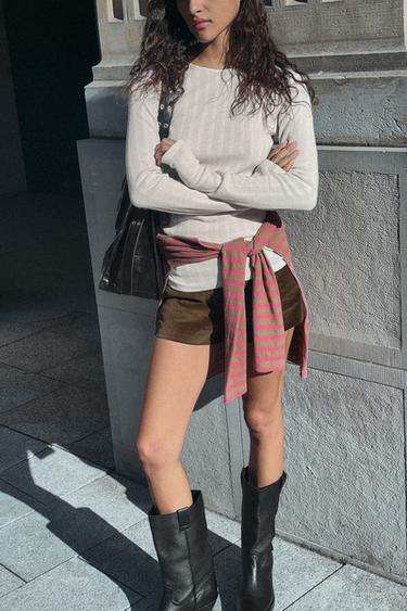 Zara MAJICA SOFT RIB – Ekru