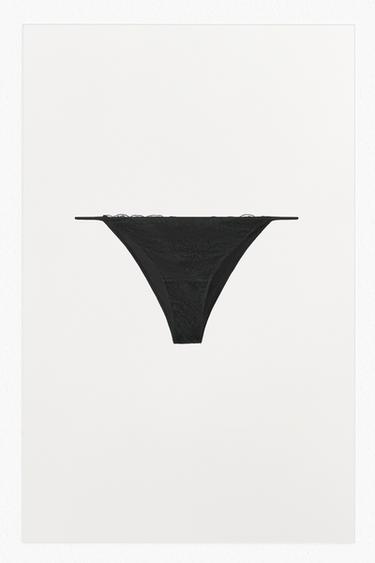 Zara COMBINATION LACE PANTIES - Black