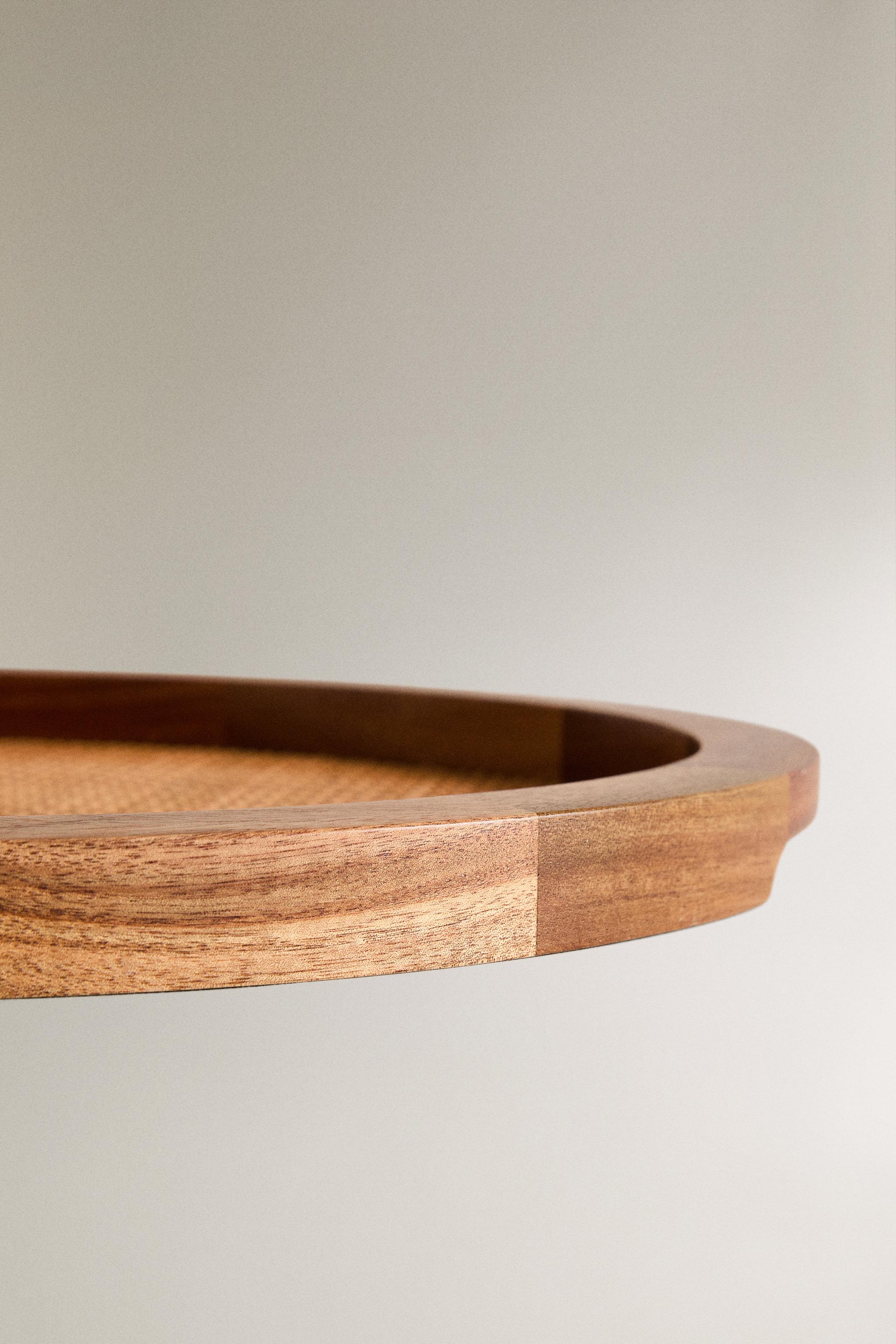 OVAL WOOD RATTAN TRAY