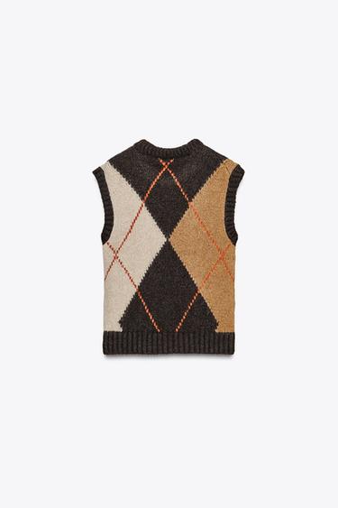 ARGYLE KNIT WAISTCOAT TOP - Multicoloured by Zara - Image 7