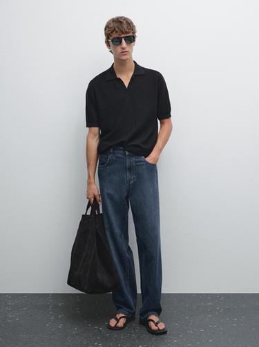 Polo manga corta punto jacquard - Marino de Zara - Imagen 0