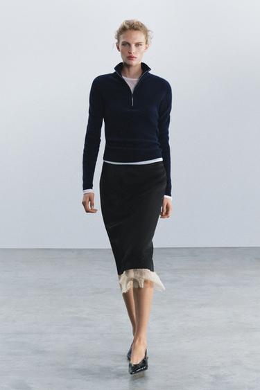 ЮБКА С КРУЖЕВОМ — ZW COLLECTION — ЧЕРНЫЙ от Zara