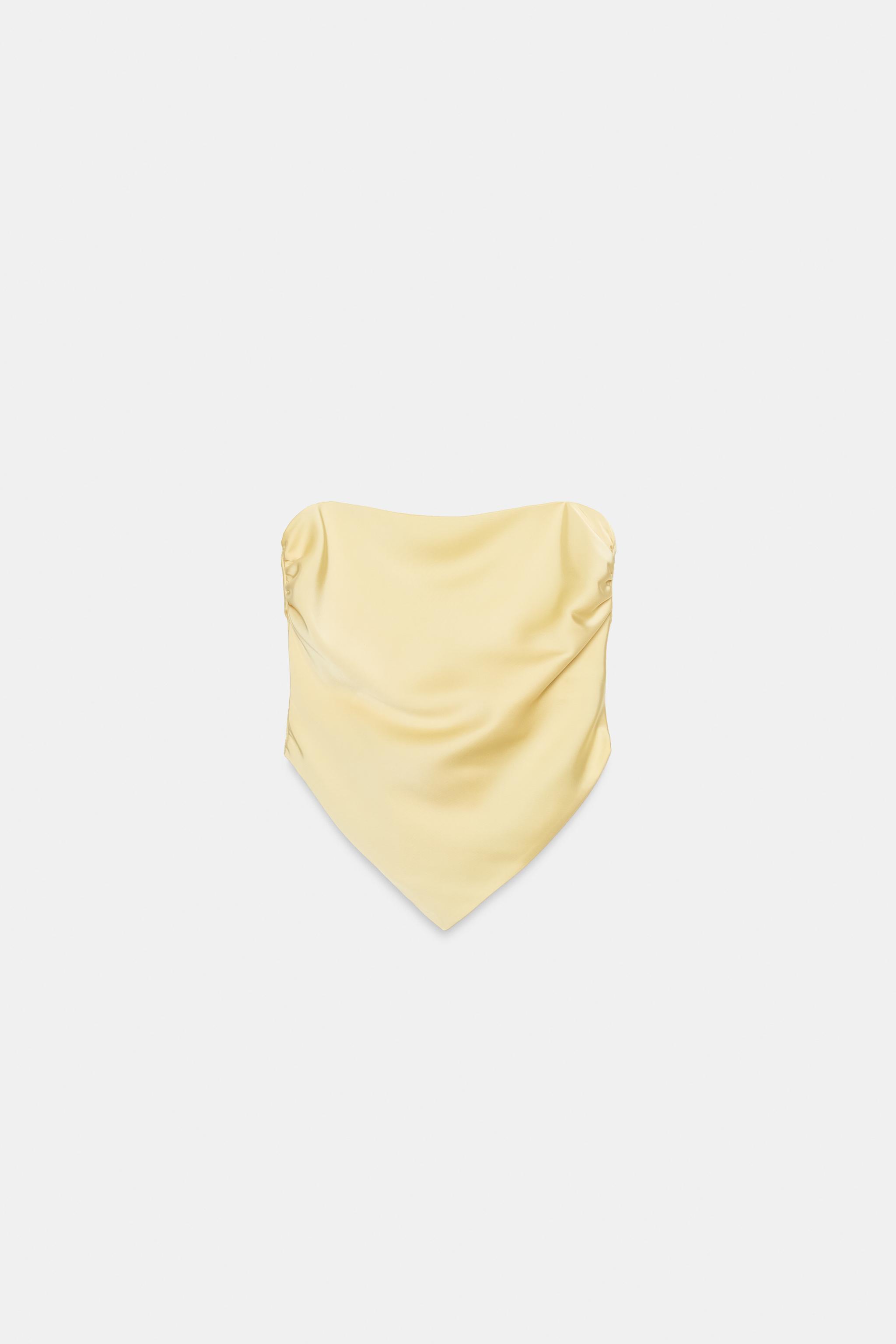 SATIN EFFECT TIE BANDEAU TOP