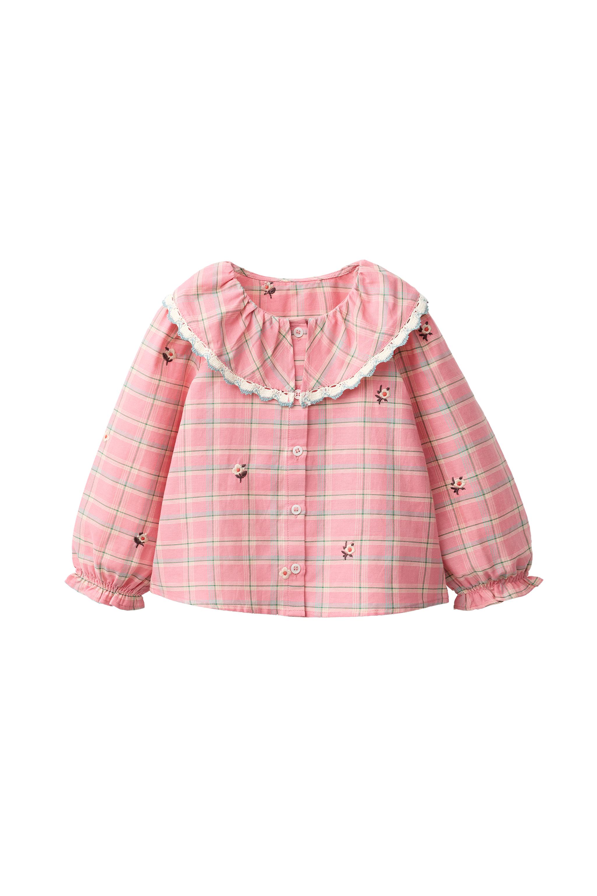 EMBROIDERED CHECK SHIRT - Pink | ZARA South Africa