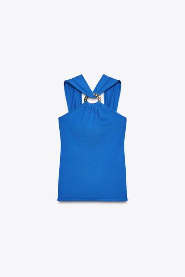 HALTER-TOP AUS STRICK - Blau von Zara